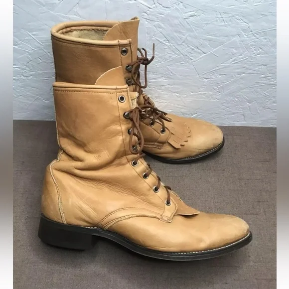 Unbranded Men's Packer Logger Boots Tan Brown Leather Size 10.5D - Picture 3 of 15